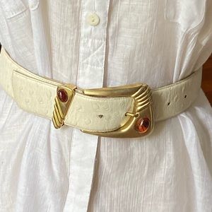 The Leather Shop Ostrich Ladies Hip Belt Gold Buckle S